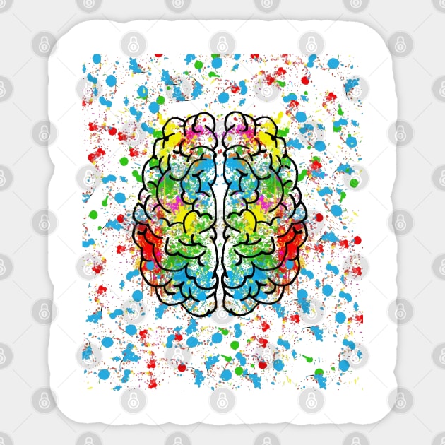 funny beautiful colorful mind for designers geniuses Sticker by yacineshop